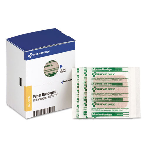 First Aid Only™ wholesale. Smartcompliance Patch Bandages, 1 1-2" X 1 1-2", 10-box. HSD Wholesale: Janitorial Supplies, Breakroom Supplies, Office Supplies.