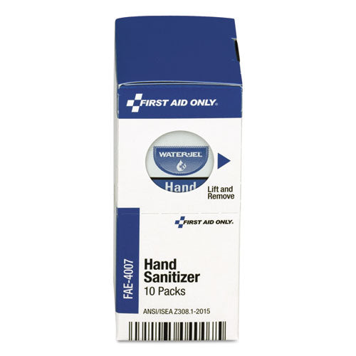 First Aid Only™ wholesale. Gel Hand Sanitizer Packets For Smartcompliance First Aid Kits, Clean, 0.9 G, 10-box. HSD Wholesale: Janitorial Supplies, Breakroom Supplies, Office Supplies.