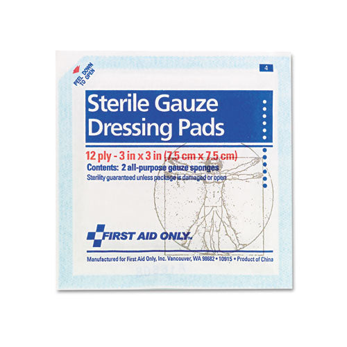First Aid Only™ wholesale. Smartcompliance Gauze Pads, 3" X 3", 5-pack. HSD Wholesale: Janitorial Supplies, Breakroom Supplies, Office Supplies.