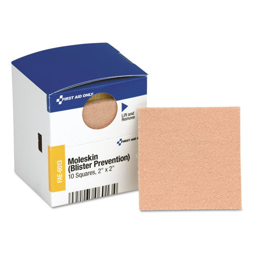 First Aid Only™ wholesale. Smartcompliance Moleskin-blister Protection, 2" Squares, 10-box. HSD Wholesale: Janitorial Supplies, Breakroom Supplies, Office Supplies.