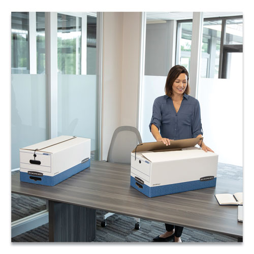Bankers Box® wholesale. Liberty Heavy-duty Strength Storage Boxes, Letter Files, 12.25" X 24.13" X 10.75", White-blue, 12-carton. HSD Wholesale: Janitorial Supplies, Breakroom Supplies, Office Supplies.