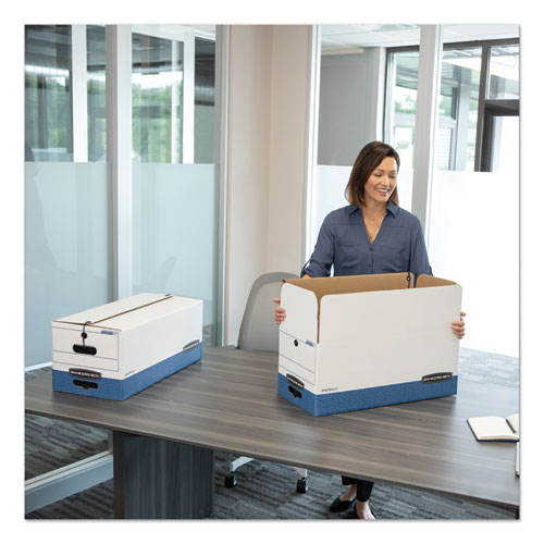Bankers Box® wholesale. Stor-file Medium-duty Strength Storage Boxes, Letter-legal Files, 12.25" X 16" X 11", White-blue, 12-carton. HSD Wholesale: Janitorial Supplies, Breakroom Supplies, Office Supplies.
