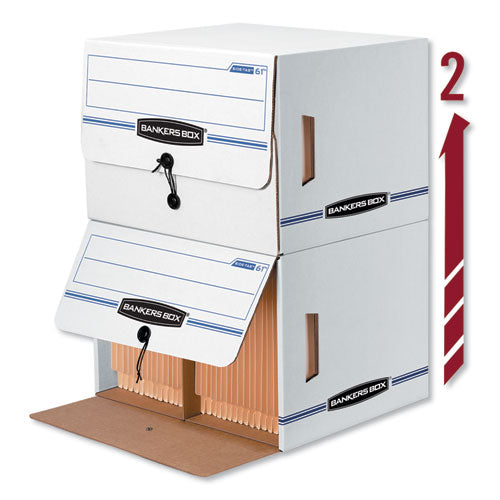 Bankers Box® wholesale. Side-tab Storage Boxes, Letter Files, White-blue, 12-carton. HSD Wholesale: Janitorial Supplies, Breakroom Supplies, Office Supplies.
