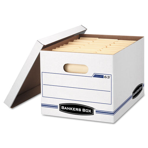 Bankers Box® wholesale. Easylift Basic-duty Strength Storage Boxes, Letter Files, 12.75" X 13.25" X 10.5", White-blue, 12-carton. HSD Wholesale: Janitorial Supplies, Breakroom Supplies, Office Supplies.