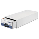 Bankers Box® wholesale. Stor-drawer Steel Plus Extra Space-savings Storage Drawers, 10.5" X 25.25" X 5.25", White-blue, 12-carton. HSD Wholesale: Janitorial Supplies, Breakroom Supplies, Office Supplies.