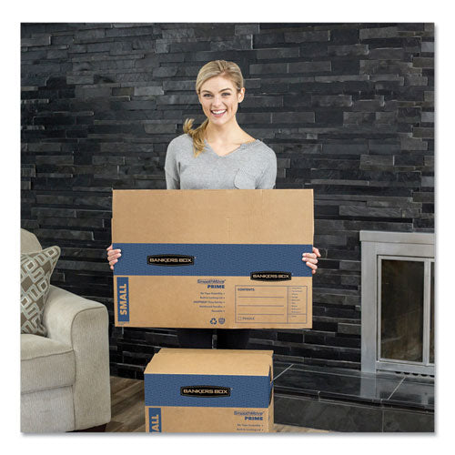 Bankers Box® wholesale. Smoothmove Prime Moving-storage Boxes, Small, Regular Slotted Container (rsc), 16" X 12" X 12", Brown Kraft-blue, 10-carton. HSD Wholesale: Janitorial Supplies, Breakroom Supplies, Office Supplies.