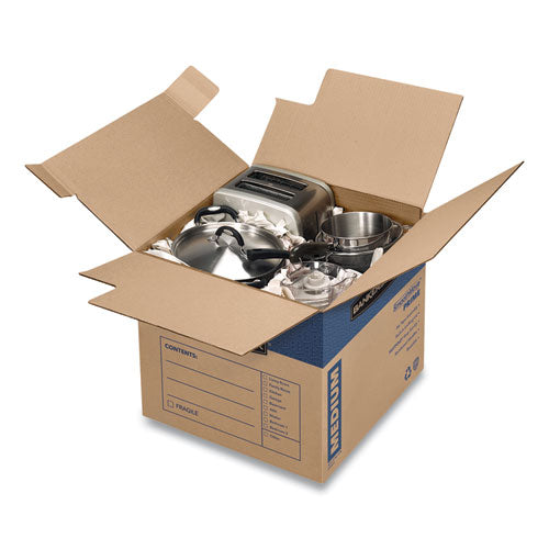 Bankers Box® wholesale. Smoothmove Prime Moving-storage Boxes, Medium, Regular Slotted Container (rsc), 18" X 18" X 16", Brown Kraft-blue, 8-carton. HSD Wholesale: Janitorial Supplies, Breakroom Supplies, Office Supplies.