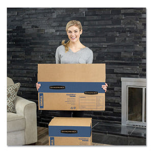 Bankers Box® wholesale. Smoothmove Prime Moving-storage Boxes, Medium, Regular Slotted Container (rsc), 18" X 18" X 16", Brown Kraft-blue, 8-carton. HSD Wholesale: Janitorial Supplies, Breakroom Supplies, Office Supplies.
