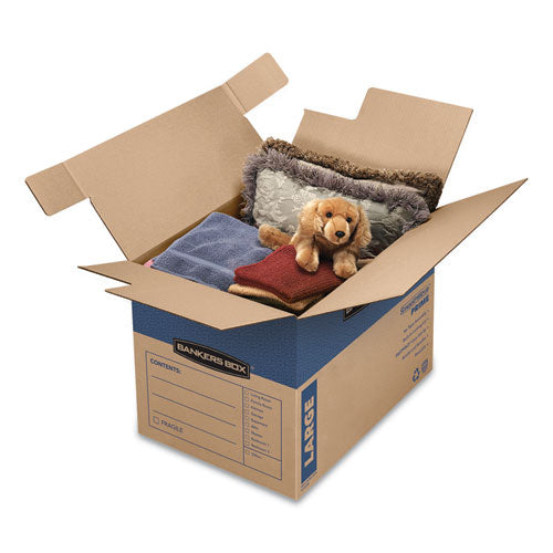 Bankers Box® wholesale. Smoothmove Prime Moving And Storage Boxes, Regular Slotted Container (rsc), 24" X 18" X 18", Brown Kraft-blue, 6-carton. HSD Wholesale: Janitorial Supplies, Breakroom Supplies, Office Supplies.