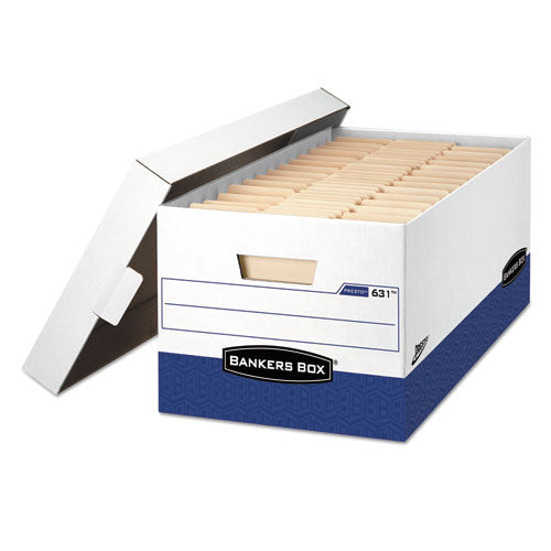 Bankers Box® wholesale. Presto Heavy-duty Storage Boxes, Letter Files, 13" X 25.38" X 10.5", White-blue, 12-carton. HSD Wholesale: Janitorial Supplies, Breakroom Supplies, Office Supplies.