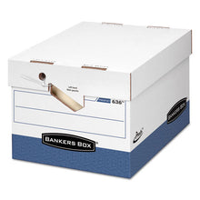 Load image into Gallery viewer, Bankers Box® wholesale. Presto Ergonomic Design Storage Boxes, Letter-legal Files, 12.88&quot; X 16.5&quot; X 10.38&quot;, White-blue, 12-carton. HSD Wholesale: Janitorial Supplies, Breakroom Supplies, Office Supplies.