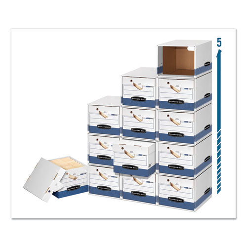 Bankers Box® wholesale. Presto Ergonomic Design Storage Boxes, Letter-legal Files, 12.88" X 16.5" X 10.38", White-blue, 12-carton. HSD Wholesale: Janitorial Supplies, Breakroom Supplies, Office Supplies.