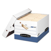 Load image into Gallery viewer, Bankers Box® wholesale. Presto Ergonomic Design Storage Boxes, Letter-legal Files, 12.88&quot; X 16.5&quot; X 10.38&quot;, White-blue, 12-carton. HSD Wholesale: Janitorial Supplies, Breakroom Supplies, Office Supplies.