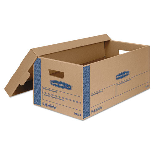 Bankers Box® wholesale. Smoothmove Prime Moving And Storage Boxes, Small, Half Slotted Container (hsc), 24" X 12" X 10", Brown Kraft-blue, 8-carton. HSD Wholesale: Janitorial Supplies, Breakroom Supplies, Office Supplies.