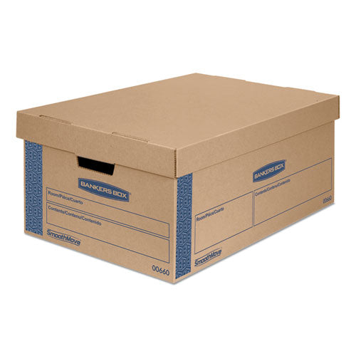 Bankers Box® wholesale. Smoothmove Prime Moving And Storage Boxes, Large, Half Slotted Container (hsc), 24" X 15" X 10", Brown Kraft-blue, 8-carton. HSD Wholesale: Janitorial Supplies, Breakroom Supplies, Office Supplies.