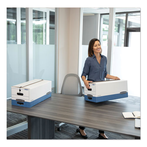 Bankers Box® wholesale. Stor-file Medium-duty Strength Storage Boxes, Letter Files, 12.25" X 24.13" X 10.75", White-blue, 4-carton. HSD Wholesale: Janitorial Supplies, Breakroom Supplies, Office Supplies.