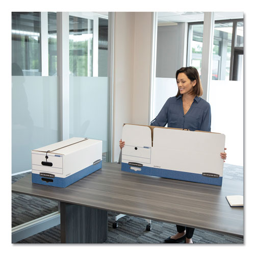 Bankers Box® wholesale. Stor-file Medium-duty Strength Storage Boxes, Legal Files, 15.25" X 19.75" X 10.75", White-blue, 4-carton. HSD Wholesale: Janitorial Supplies, Breakroom Supplies, Office Supplies.
