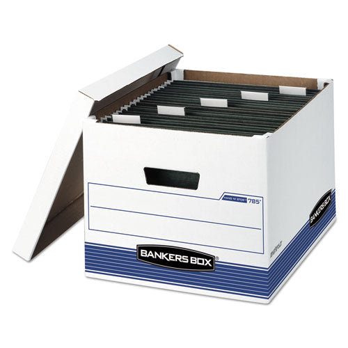 Bankers Box® wholesale. Hang'n'stor Medium-duty Storage Boxes, Letter-legal Files, 13" X 16" X 10.5", White-blue, 4-carton. HSD Wholesale: Janitorial Supplies, Breakroom Supplies, Office Supplies.
