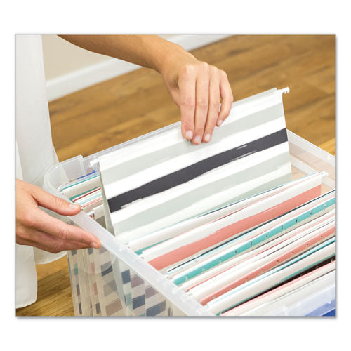 Bankers Box® wholesale. Heavy Duty Plastic File Storage, Letter-legal Files, 14" X 17.38" X 10.5", Clear-blue. HSD Wholesale: Janitorial Supplies, Breakroom Supplies, Office Supplies.