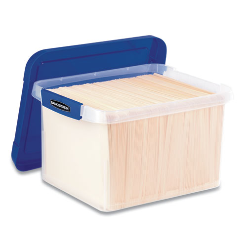 Bankers Box® wholesale. Heavy Duty Plastic File Storage, Letter-legal Files, 14" X 17.38" X 10.5", Clear-blue, 2-pack. HSD Wholesale: Janitorial Supplies, Breakroom Supplies, Office Supplies.