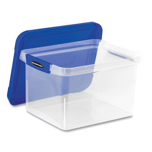 Bankers Box® wholesale. Heavy Duty Plastic File Storage, Letter-legal Files, 14" X 17.38" X 10.5", Clear-blue, 2-pack. HSD Wholesale: Janitorial Supplies, Breakroom Supplies, Office Supplies.
