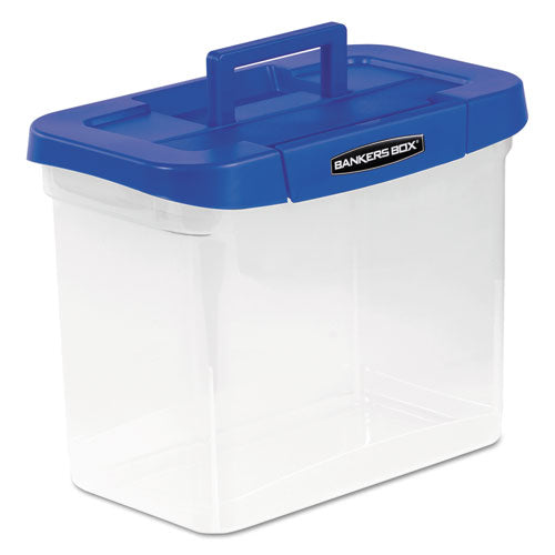 Bankers Box® wholesale. Heavy-duty Portable File Box, Letter Files, 14.25" X 8.63" X 11.06", Clear-blue. HSD Wholesale: Janitorial Supplies, Breakroom Supplies, Office Supplies.