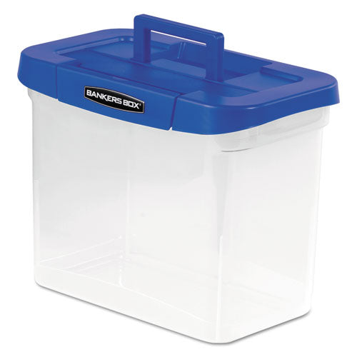 Bankers Box® wholesale. Heavy-duty Portable File Box, Letter Files, 14.25" X 8.63" X 11.06", Clear-blue. HSD Wholesale: Janitorial Supplies, Breakroom Supplies, Office Supplies.