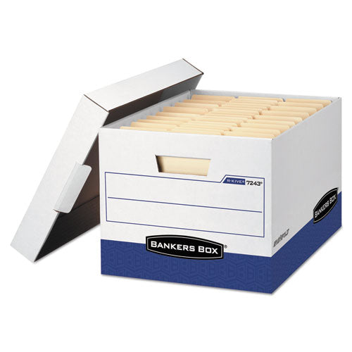 Bankers Box® wholesale. R-kive Heavy-duty Storage Boxes, Letter-legal Files, 12.75" X 16.5" X 10.38", White-blue, 4-carton. HSD Wholesale: Janitorial Supplies, Breakroom Supplies, Office Supplies.