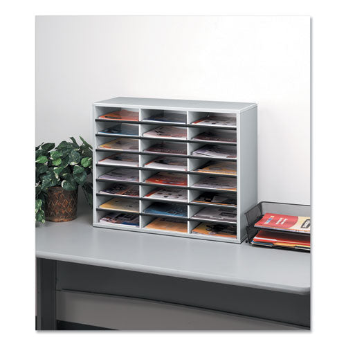 Fellowes® wholesale. Literature Organizer, 24 Letter Sections, 29 X 11 7-8 X 23 7-16, Dove Gray. HSD Wholesale: Janitorial Supplies, Breakroom Supplies, Office Supplies.
