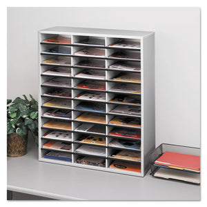 Fellowes® wholesale. Literature Organizer, 36 Sections Letter, 29 X 11 7-8 X 34 11-16, Dove Gray. HSD Wholesale: Janitorial Supplies, Breakroom Supplies, Office Supplies.