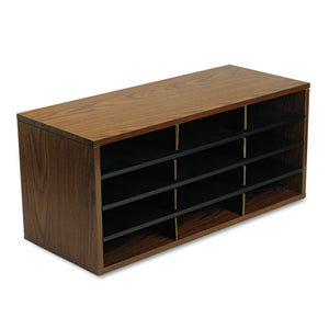 Fellowes® wholesale. Particle Board Desktop Sorter, 12 Section, 29 X 11 7-8 X 12 15-16, Medium Oak. HSD Wholesale: Janitorial Supplies, Breakroom Supplies, Office Supplies.
