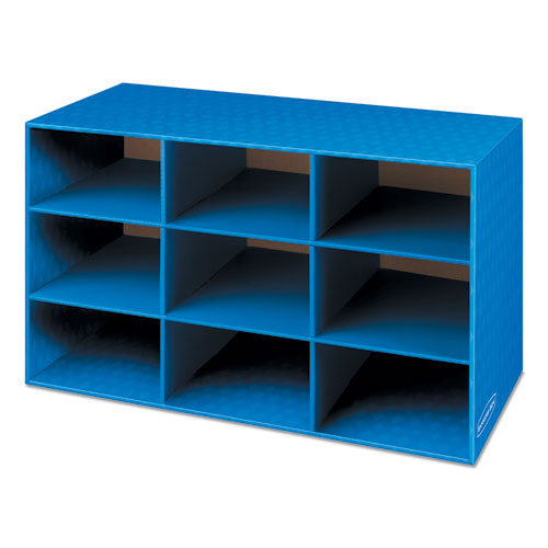 Bankers Box® wholesale. Classroom Literature Sorter, 9 Compartments, 28 1-4 X 13 X 16, Blue. HSD Wholesale: Janitorial Supplies, Breakroom Supplies, Office Supplies.