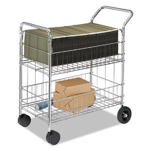 Load image into Gallery viewer, Fellowes® wholesale. Wire Mail Cart, 21.5w X 37.5d X 39.25h, Chrome. HSD Wholesale: Janitorial Supplies, Breakroom Supplies, Office Supplies.