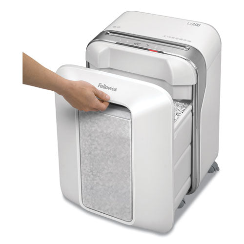 Fellowes® wholesale. Powershred Lx200 Micro Cut Shredder, 12 Manual Sheet Capacity, White. HSD Wholesale: Janitorial Supplies, Breakroom Supplies, Office Supplies.