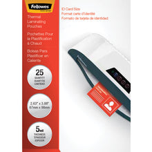 Load image into Gallery viewer, Fellowes® wholesale. Laminating Pouches, 5 Mil, 3.88&quot; X 2.63&quot;, Gloss Clear, 25-pack. HSD Wholesale: Janitorial Supplies, Breakroom Supplies, Office Supplies.