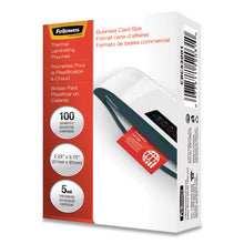 Load image into Gallery viewer, Fellowes® wholesale. Laminating Pouches, 5 Mil, 3.75&quot; X 2.25&quot;, Gloss Clear, 100-pack. HSD Wholesale: Janitorial Supplies, Breakroom Supplies, Office Supplies.