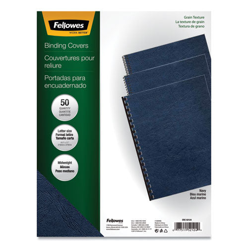 Fellowes® wholesale. Classic Grain Texture Binding System Covers, 11 X 8-1-2, Navy, 50-pack. HSD Wholesale: Janitorial Supplies, Breakroom Supplies, Office Supplies.