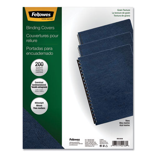 Fellowes® wholesale. Classic Grain Texture Binding System Covers, 11-1-4 X 8-3-4, Navy, 200-pack. HSD Wholesale: Janitorial Supplies, Breakroom Supplies, Office Supplies.