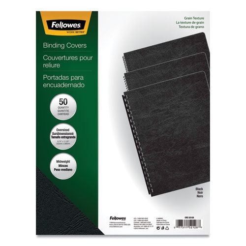 Fellowes® wholesale. Classic Grain Texture Binding System Covers, 11-1-4 X 8-3-4, Black, 200-pack. HSD Wholesale: Janitorial Supplies, Breakroom Supplies, Office Supplies.