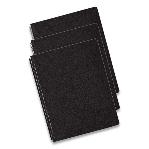 Fellowes® wholesale. Executive Leather-like Presentation Cover, Round, 11-1-4 X 8-3-4, Black, 50-pk. HSD Wholesale: Janitorial Supplies, Breakroom Supplies, Office Supplies.