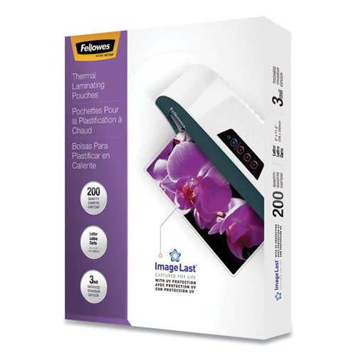Fellowes® wholesale. Imagelast Laminating Pouches With Uv Protection, 3 Mil, 9" X 11.5", Clear, 200-pack. HSD Wholesale: Janitorial Supplies, Breakroom Supplies, Office Supplies.