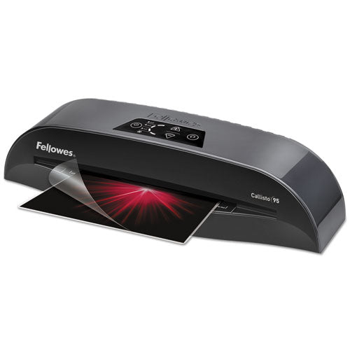 Fellowes® wholesale. Callisto 95 Laminators, 9" Max Document Width, 5 Mil Max Document Thickness. HSD Wholesale: Janitorial Supplies, Breakroom Supplies, Office Supplies.