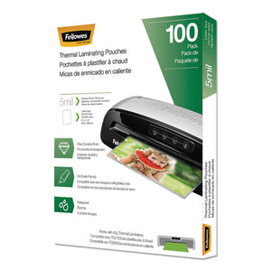 Fellowes® wholesale. Laminating Pouches, 5 Mil, 9" X 11.5", Gloss Clear, 100-pack. HSD Wholesale: Janitorial Supplies, Breakroom Supplies, Office Supplies.