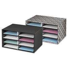 Load image into Gallery viewer, Bankers Box® wholesale. Decorative Sorter, 8 Letter Sections, 19 1-2 X 12 3-8 X 10 1-4, Black-gray Pinstripe. HSD Wholesale: Janitorial Supplies, Breakroom Supplies, Office Supplies.