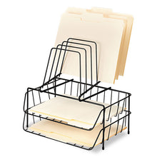 Load image into Gallery viewer, Fellowes® wholesale. Wire Double Tray With Step File Sorter, 8 Sections, Letter Size Files, 13.88&quot; X 10.13&quot; X 14&quot;, Black. HSD Wholesale: Janitorial Supplies, Breakroom Supplies, Office Supplies.