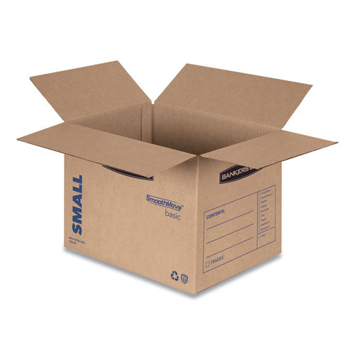 Bankers Box® wholesale. Smoothmove Basic Moving Boxes, Small, Regular Slotted Container (rsc), 16" X 12" X 12", Brown Kraft-blue, 25-bundle. HSD Wholesale: Janitorial Supplies, Breakroom Supplies, Office Supplies.