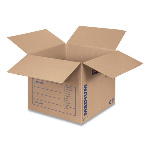 Bankers Box® wholesale. Smoothmove Basic Moving Boxes, Medium, Regular Slotted Container (rsc), 18" X 18" X 16", Brown Kraft-blue, 20-bundle. HSD Wholesale: Janitorial Supplies, Breakroom Supplies, Office Supplies.