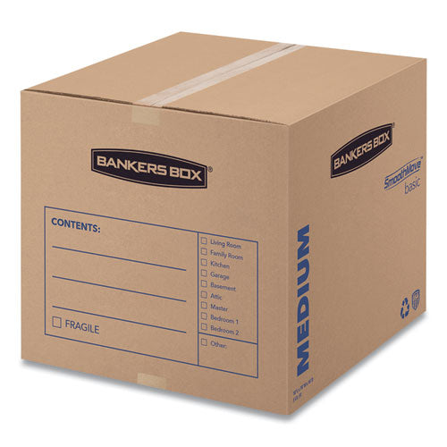Bankers Box® wholesale. Smoothmove Basic Moving Boxes, Medium, Regular Slotted Container (rsc), 18" X 18" X 16", Brown Kraft-blue, 20-bundle. HSD Wholesale: Janitorial Supplies, Breakroom Supplies, Office Supplies.