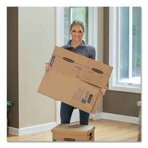 Bankers Box® wholesale. Smoothmove Classic Moving-storage Boxes, Small, Half Slotted Container (hsc), 15" X 12" X 10", Brown Kraft-blue, 20-carton. HSD Wholesale: Janitorial Supplies, Breakroom Supplies, Office Supplies.