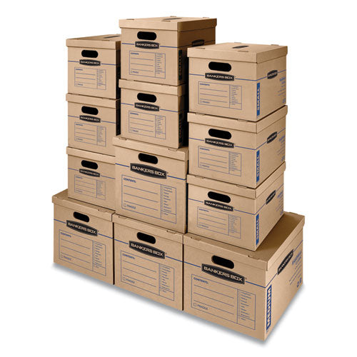 Bankers Box® wholesale. Smoothmove Classic Moving And Storage Boxes, Assorted Sizes, Half Slotted Container (hsc), Brown Kraft-blue, 12-carton. HSD Wholesale: Janitorial Supplies, Breakroom Supplies, Office Supplies.